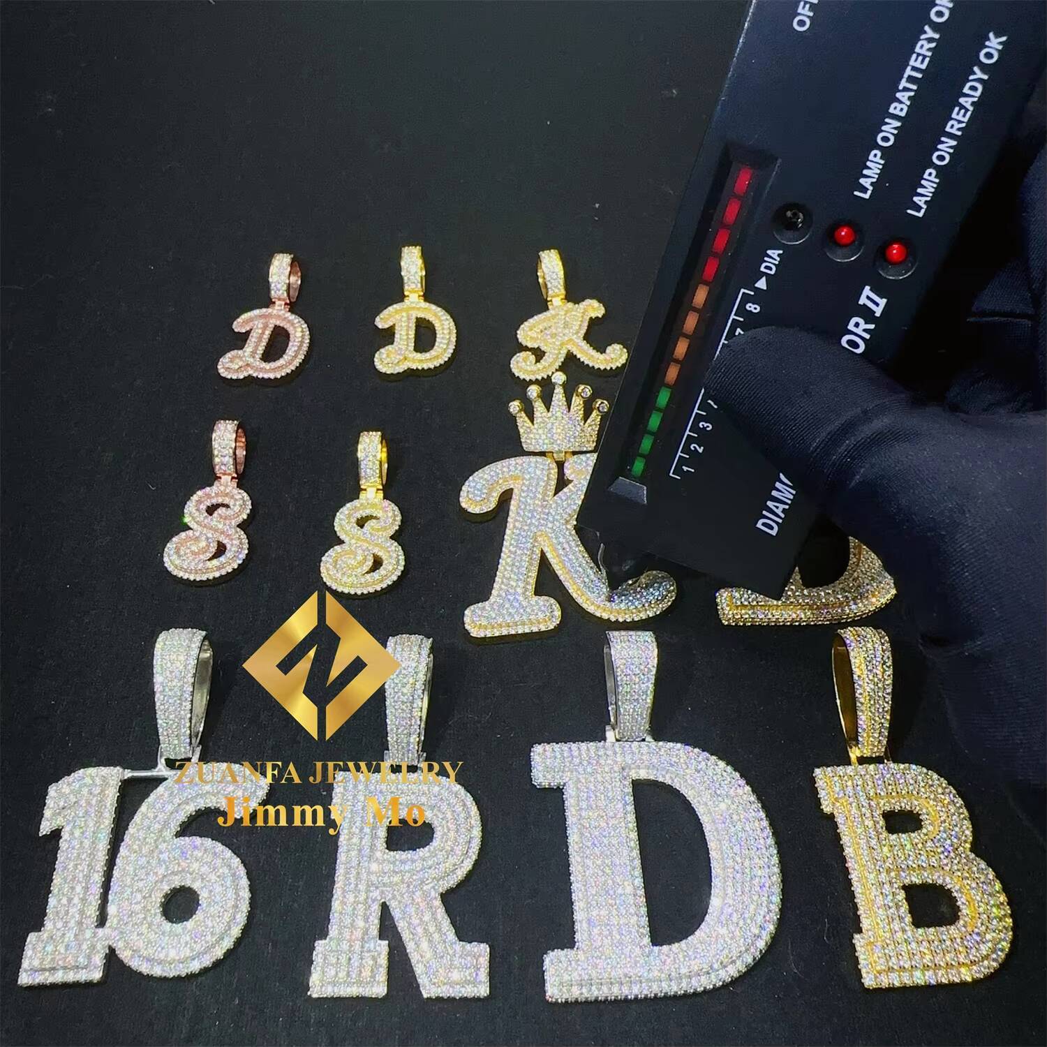 Custom Pass Diamond Tester GRA Certificates Iced Out Hip Hop Jewelry VVS Moissanite Diamond Initial Letter Pendant Necklace