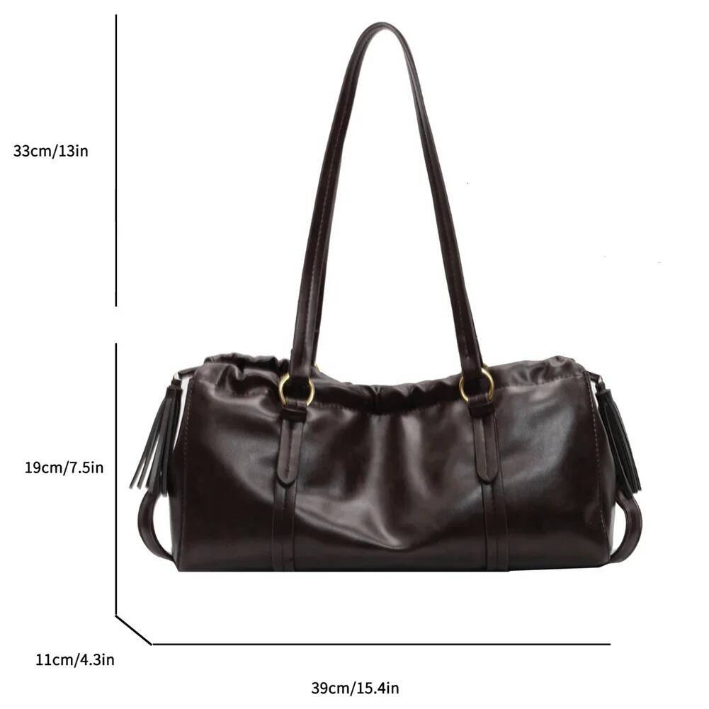 Vintage Womens Retro Tote Large Capacity PU Leather Boston Ruched Buckle Closure Hobo Bag Solid Color for Outdoor Travel high-quality