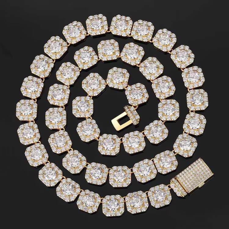GZYS JEWELRY Wholesale Drop Shipping 12mm 3a Hip Hop Jewelry Iced Out Moissanite Hip Hop Rap Chain 18k Cubic