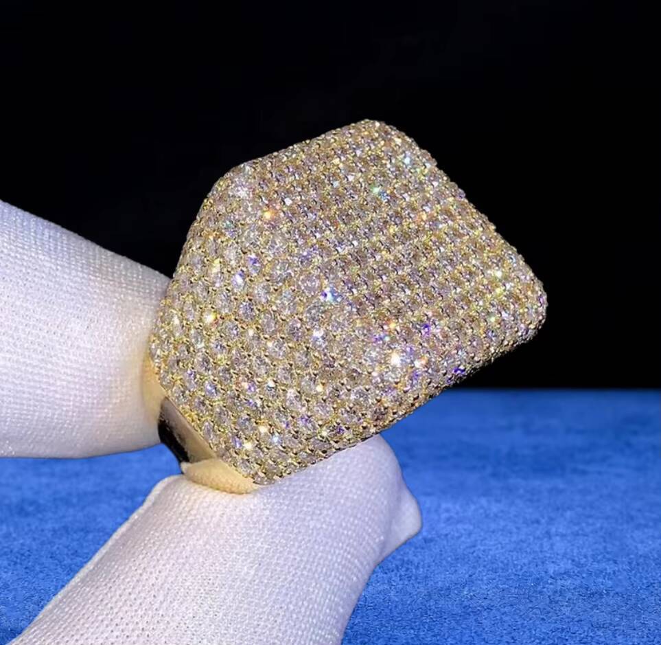 9K 10K 14K 18K Real Gold Hip Hop Fine Jewelry Iced Out Paved VS VVS GIA IGI Certified HPHT Lab Grown Diamond Square Ring for Men