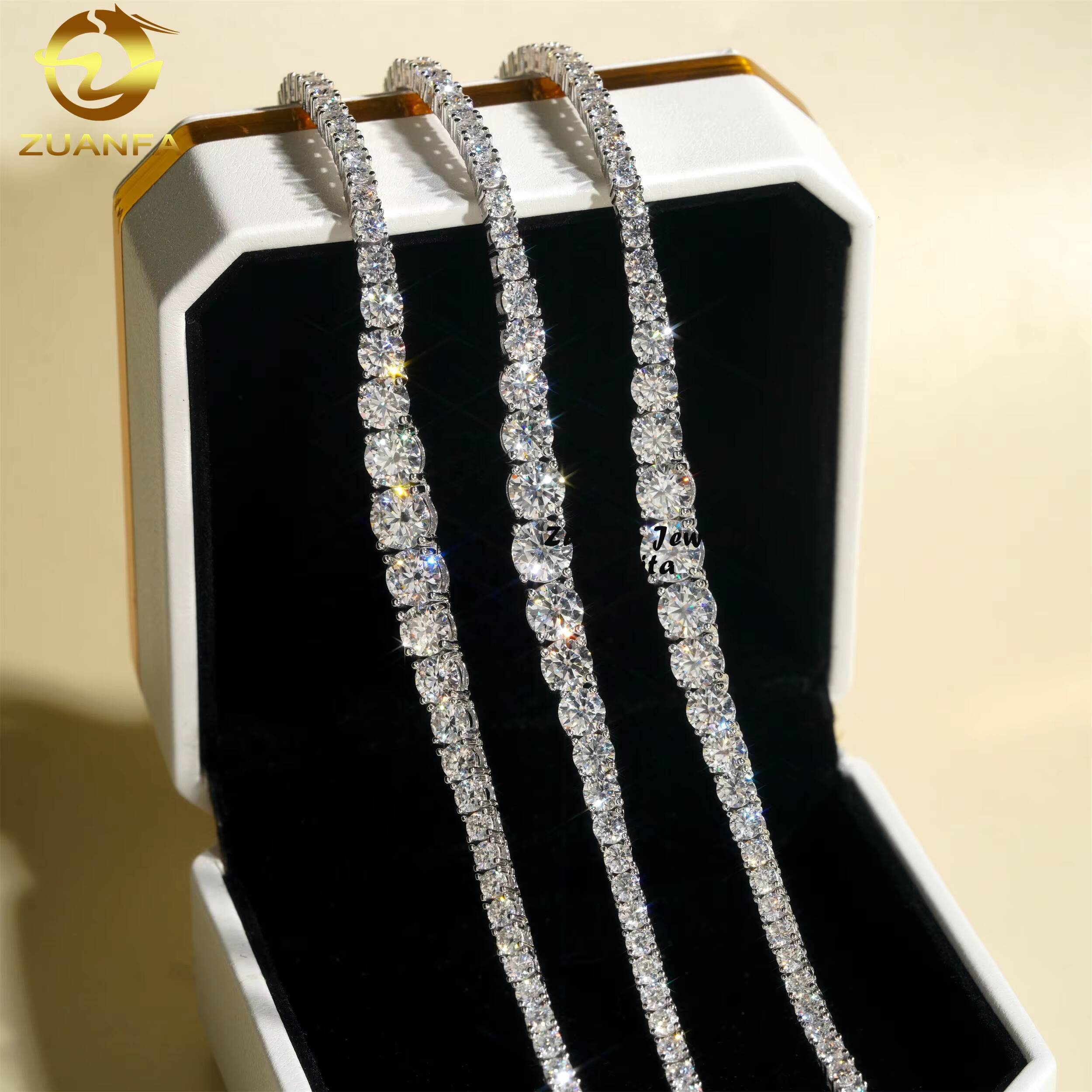 New Fashion High Quality 925 Sterling Silver Different Size VVS Diamond Moissanite Tennis Chain Necklace Women