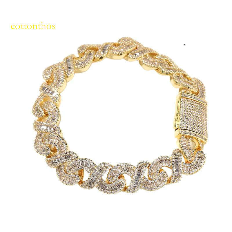 Dropshipping Men's Iced Out Gold/Sier Dia Chain Cuban Link Bracelet Hip Hop Rapper Jewelry Zircon Stainless Steel Material