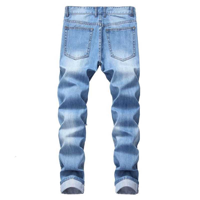 Mens Fashion Slim Fit Straight Tube Retro Hip Hop Hole Pants Street Jeans Pants Straight Blue Patchwork Jean Black Red W250905