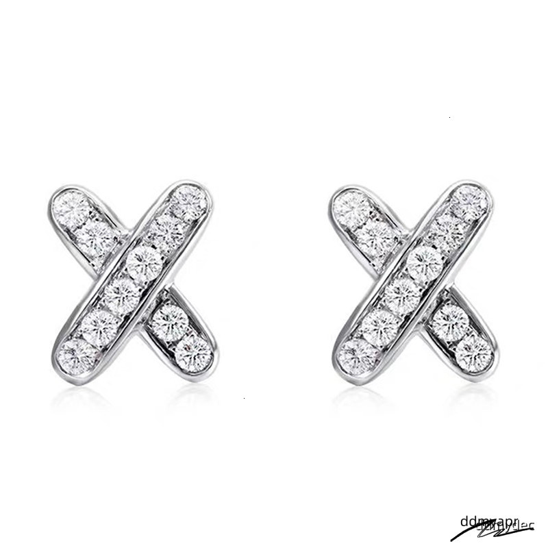 2023 Simple Fashion Stud Earrings Jewelry Sterling Sier Fill Pave White Topaz CZ Dia Gemstones Party Handmade Women Cross Earring ddmydec Rose Gold Gi