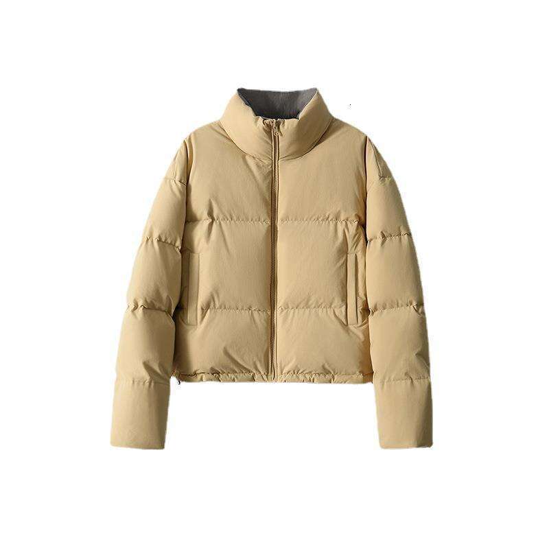 Reversible 95% White Goose Down Puffer Soft Loose Bread Jacket High-End Women's New Short Coat B5