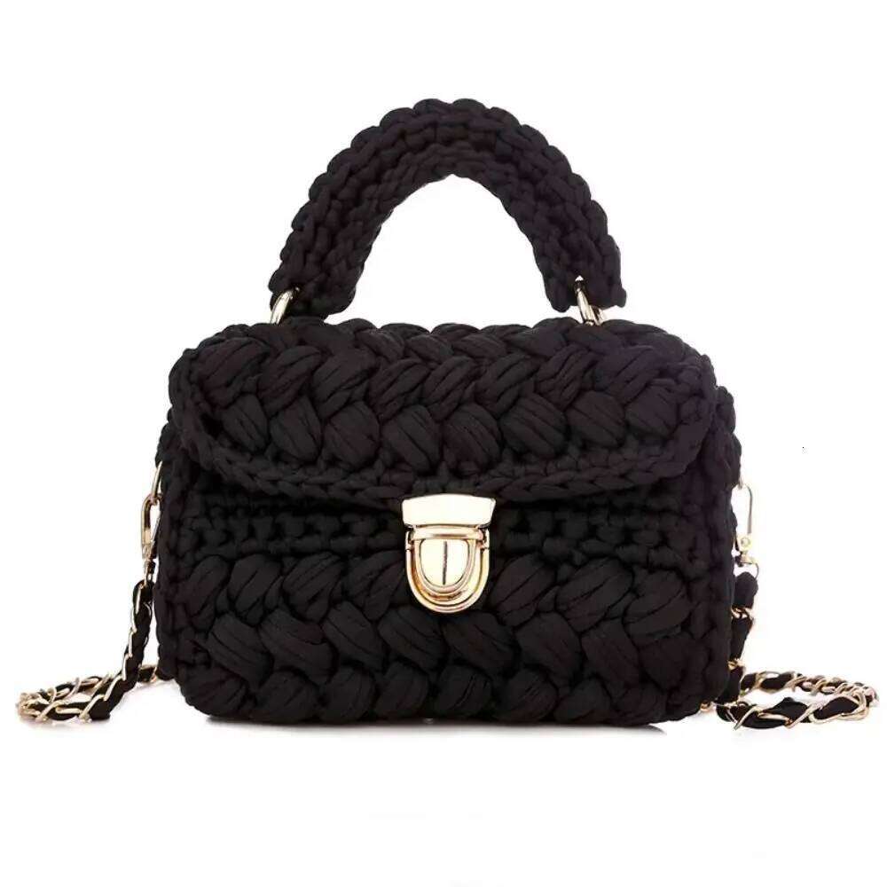 Stylish Handmade Knitted Texture Bohemian Rope Woven Handbag Casual Style DIY Messenger Bag Daily Use