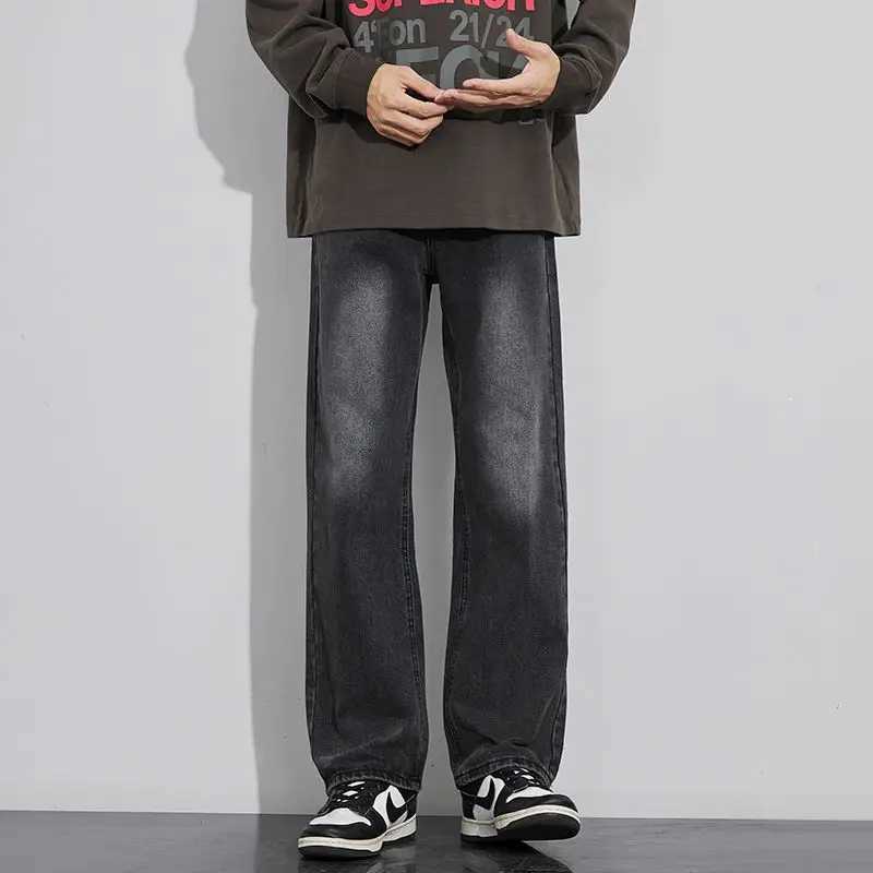 Jeans Men Wide Leg Explosive Jeans Male Loose Straight Denim Pants 2025 Autumn Harajuku Vintage Blue Trousers Streetwear Clothes W250905