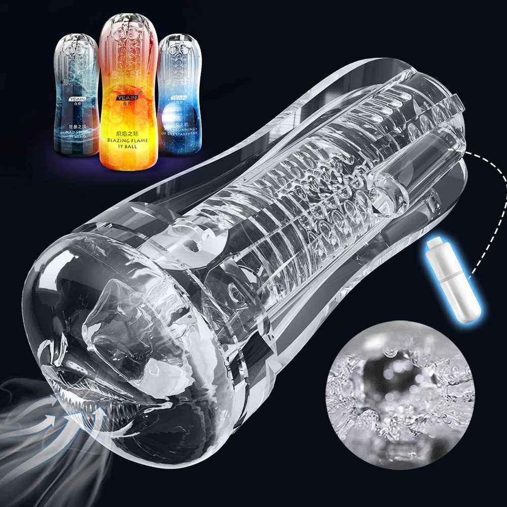 Premium Clear Manual Male Masturbator Discreet Elegant Vibrating Suction Stroker for Intimate Training PleasureXJ250905