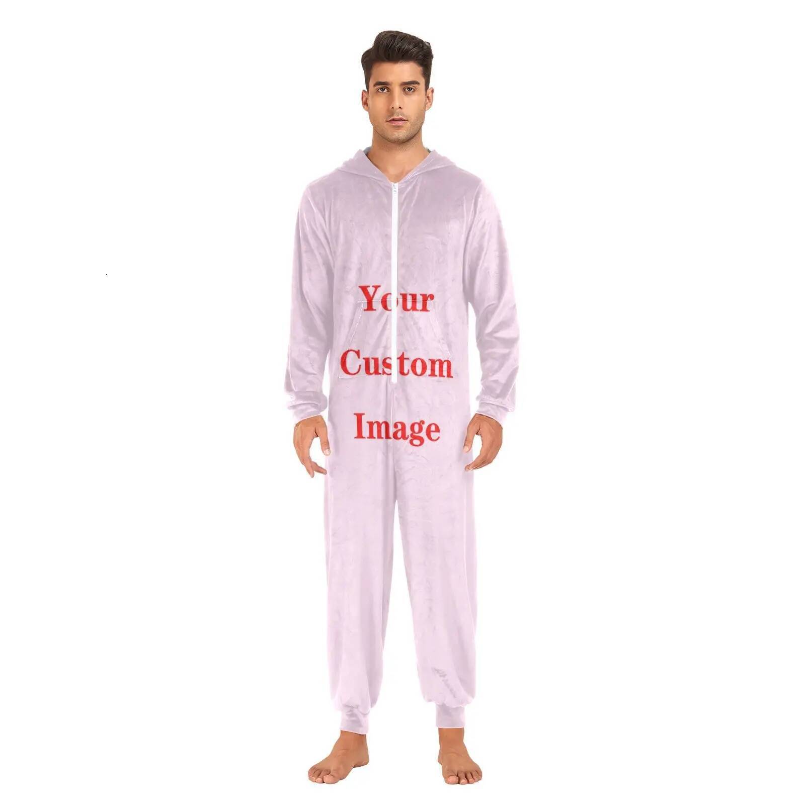 Home Couples Pamas Sets Women Winter Customizing images Onesies Men One Piece Cosplay Costume Suit Sleepwear Flannel Pijamas