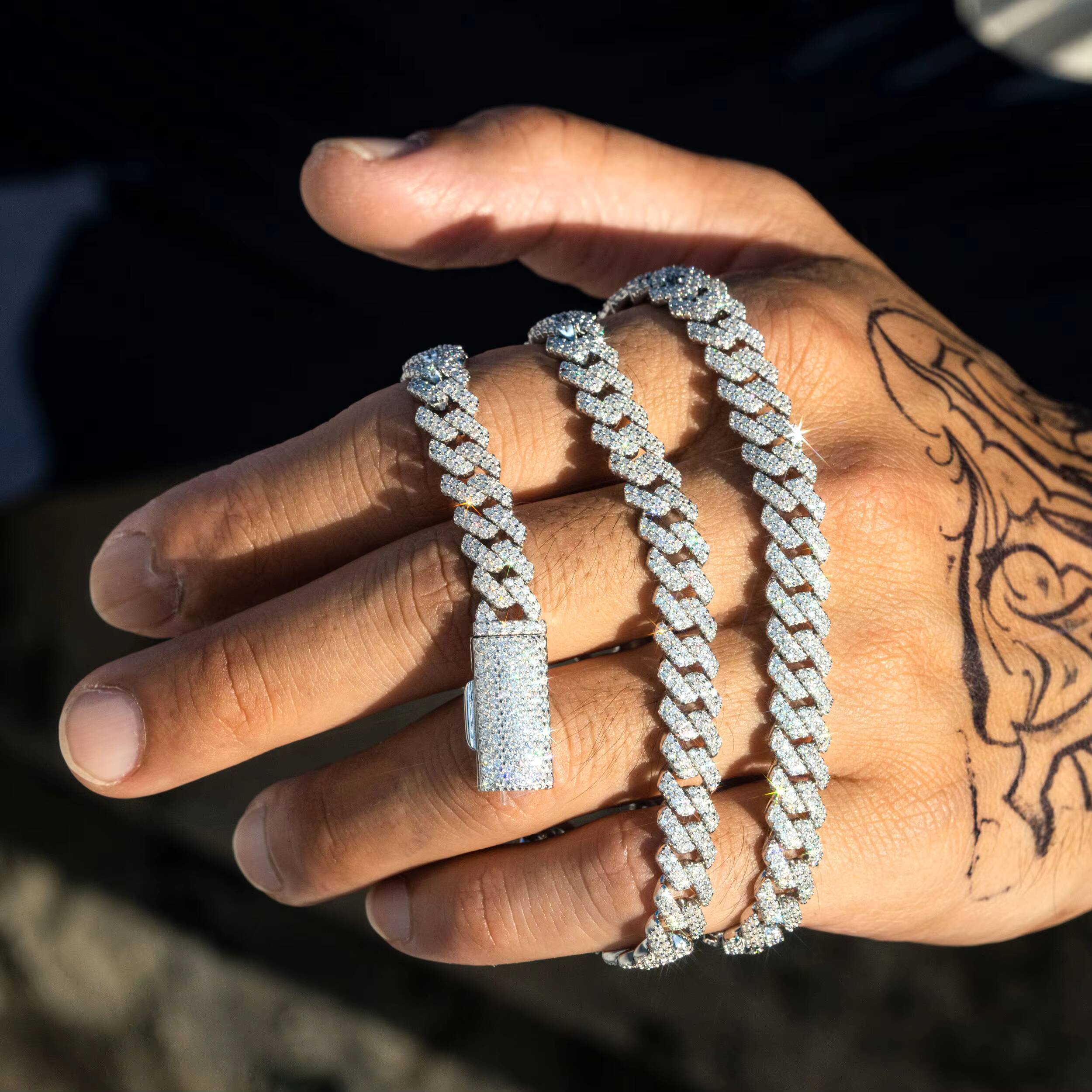 Custom Made Real Gold Plating 925 Silver Necklace VVS Moissanite Cuban Link Chain Hip Hop Jewelry Iced Out Cuban Chain Necklace