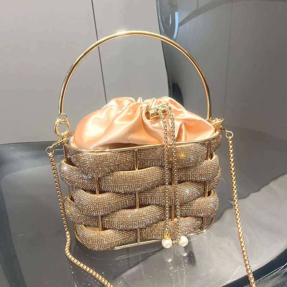 Designer Bags 2025 Handmade Rhinestones Evening Clutch Bag Purses And Handbag Designer Shoulder Shiny Crystal Clutch Purse Bucket Bag Luxury Bag