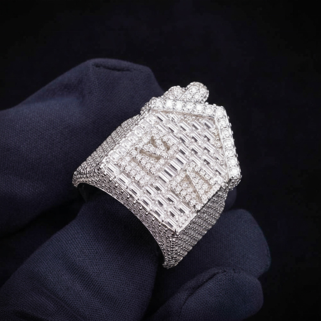 Hip Hop Fine Jewelry 38ct 9K 10K 14K 18K Real White Gold Iced Out VVS IGI Baguette Lab Grown Diamond Trap House Ring for Men
