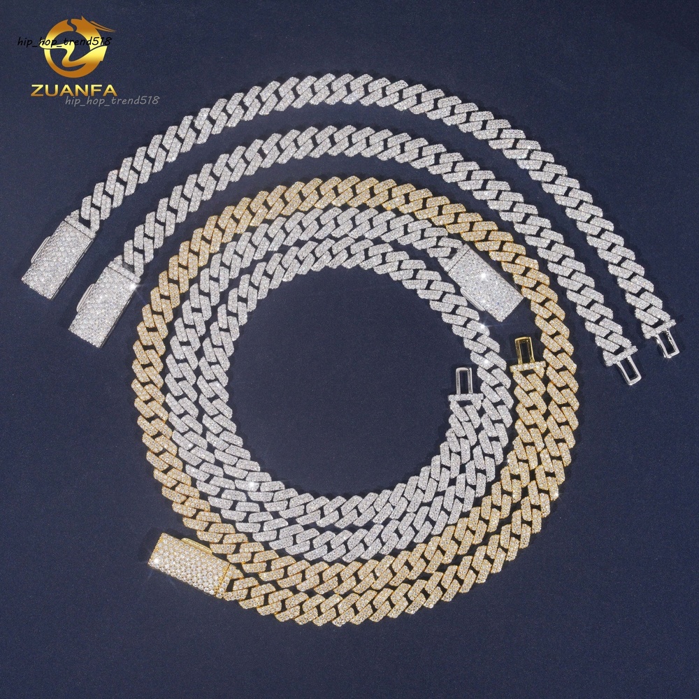 8mm Hip Hop Custom Jewelry VVS Moissanite Cuban Link Chain Necklace 925 Sterling Sliver Diamond Iced Out Necklace Bracelet