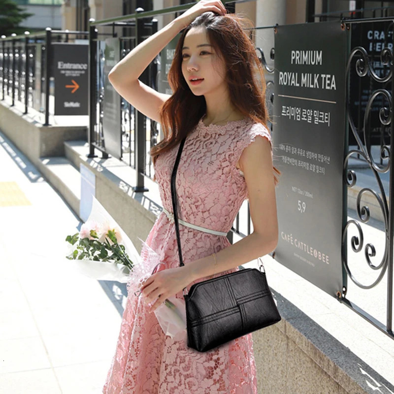 Casual mama Messenger Bags Crossbody PU Leather Black Handbags for Women Small Shoulder Bag Purse 250903