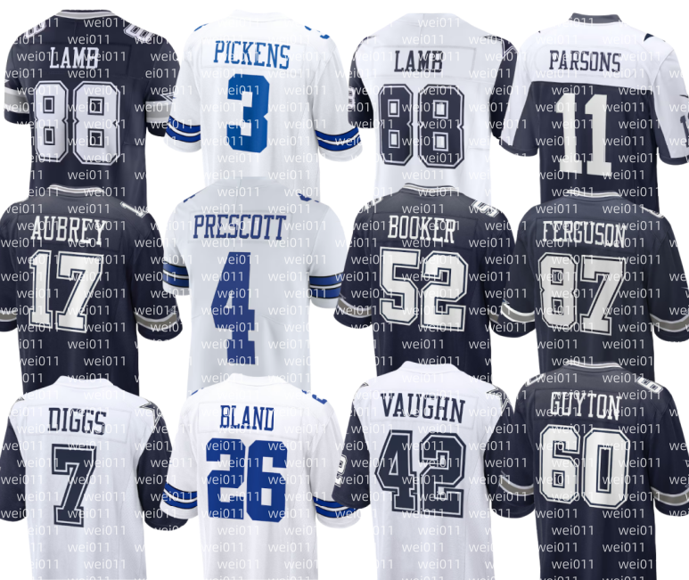 Emmitt Smith Roger Staubach Dak Prescott 88 CeeDee Lamb Kenny Clark George Pickens Trevon Diggs Tyler Booker Brandon Aubrey DaRon Bland Deuce Vaughn Football Jersey