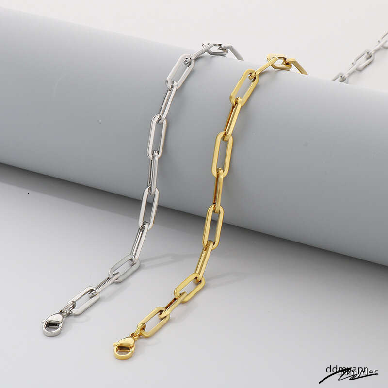 Unisex Chunky ddmydec Square Link Chain Necklace & Bracelet Stainless Steel Minimalist Jewelry ddmydec