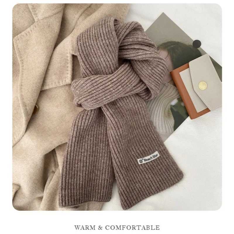 High Quality Simple Solid Versatile Knitted Scarf Male Female Thick Neck Protection Thermal Women Men Muffler Fall WinterXJ250905