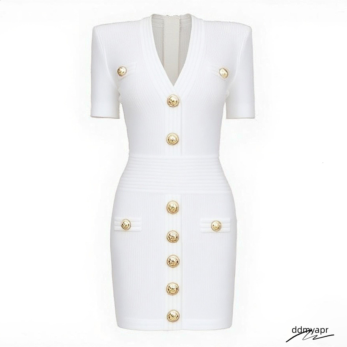 Ddmydec 2025 Summer Korean Womens Fashion Small Fragrance French Style Short Sleeve A-Line Slim Knitted Dress For Women 250718 Ddmydec Ddmydec Ddmydec