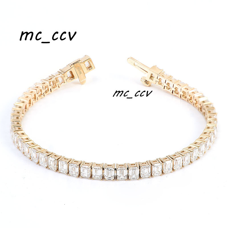 Custom VS D Colour Synthetic Diamond Tennis Bracelet Single Row 10K Yellow Gold Tennis Bracelet Unisex
