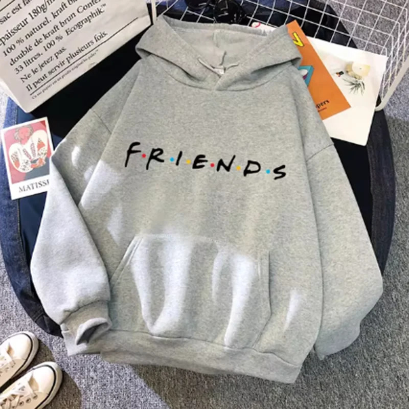 Women Friends Print Hoodie Long Sleeve Pullover Fashion Clothing Casual Solid Color Female Spring Autumn Fashion Streetwear250905