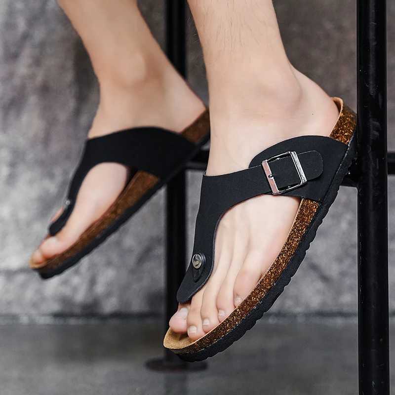 Cork slippers Mens casual comfort sandals summer Flip flop outdoor anti slip beach shoes fashion youth breathable tide slippers W250905