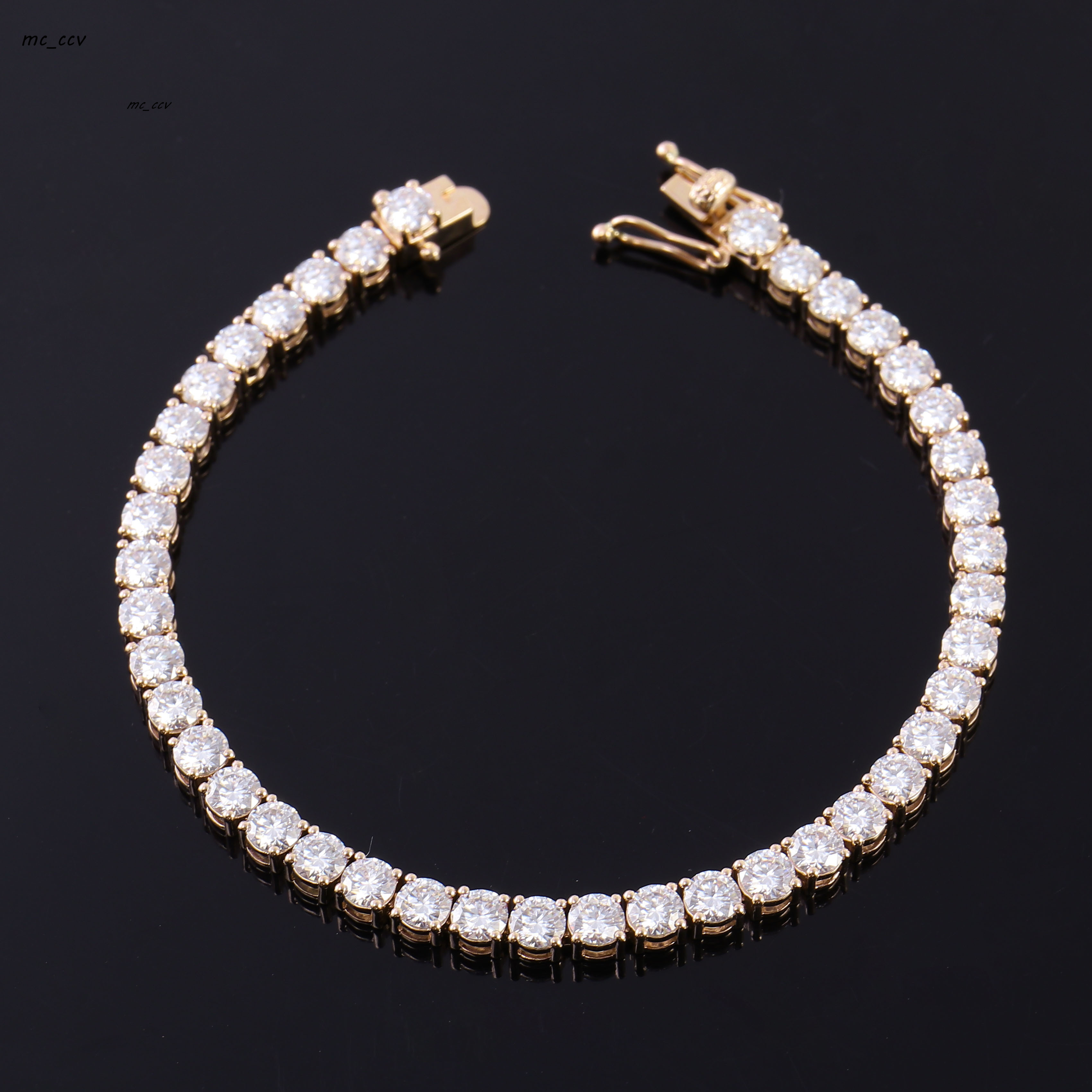 Moissanite Jewelry Round Shape Diamond Tennis Bracelet 925 Silver White Gold Plate Moissanite Chain Tennis Bracelet