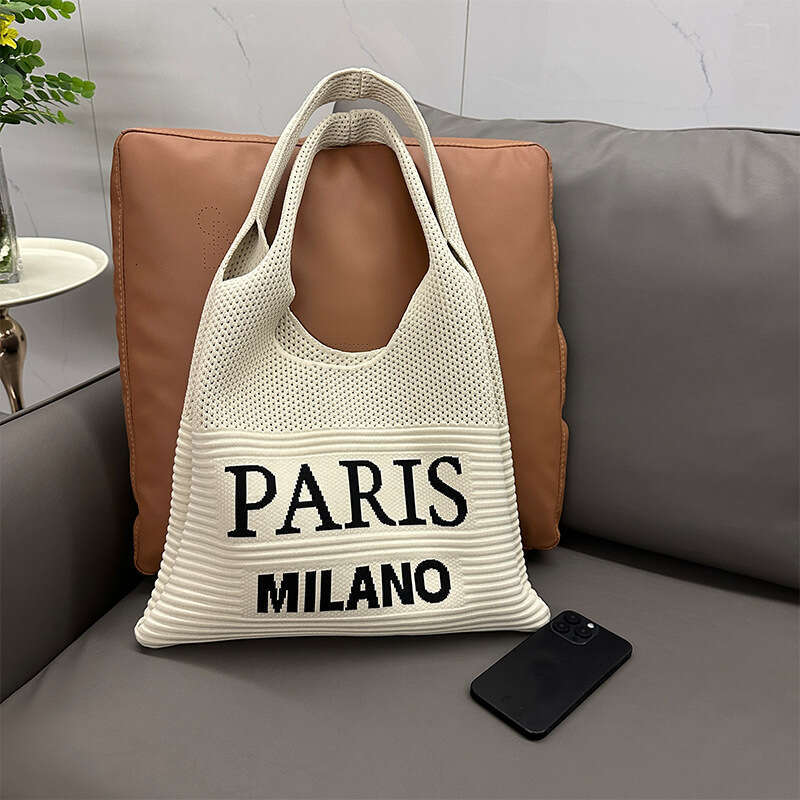 2025 New Letter Large Capacity Knitted Shoulder Casual Exquisite Handbag Versatile Commuter Tote Bag