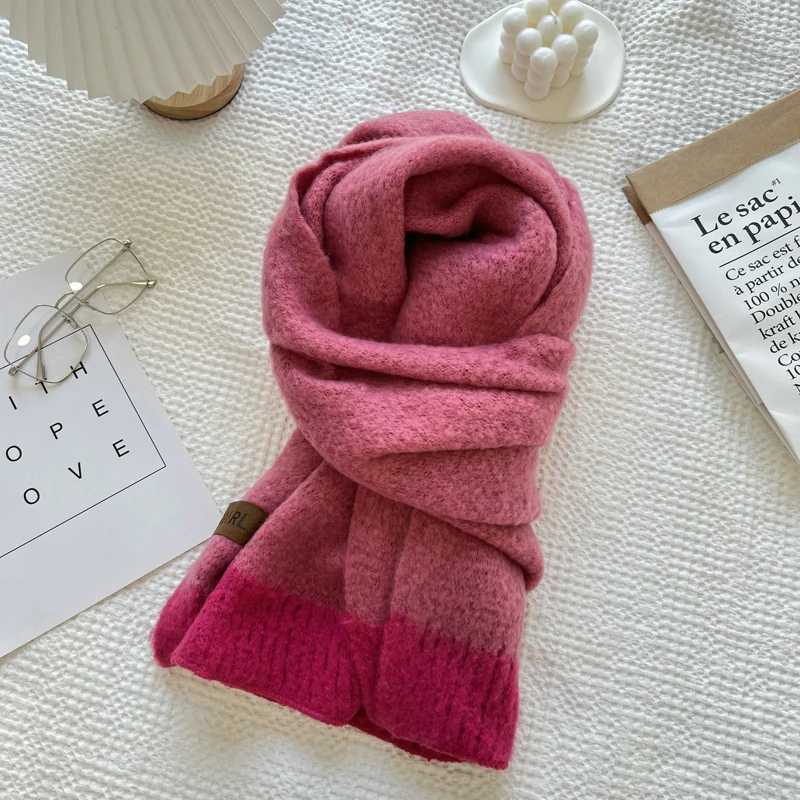 Korean Version Green Knitted Scarf For Women Winter Soft And Glutinous Solid Color Shl For WomenXJ250905