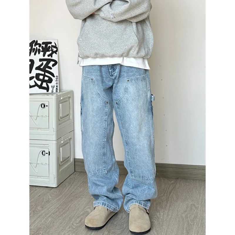 Retro American Hip Hop Vibe Mens Straight Leg Jeans Summer Casual Wide Leg Pants Logging Pants Waed Denim Nine Points W250905