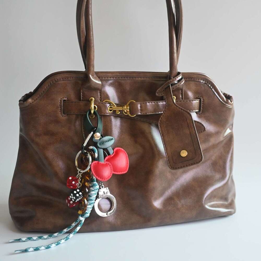 DHEssentials 2025 Spring Retro Cherry Bag Charm, Mixed - Material, Drop - Glued, Ins - Style, Cute Fruit - Themed Dec
