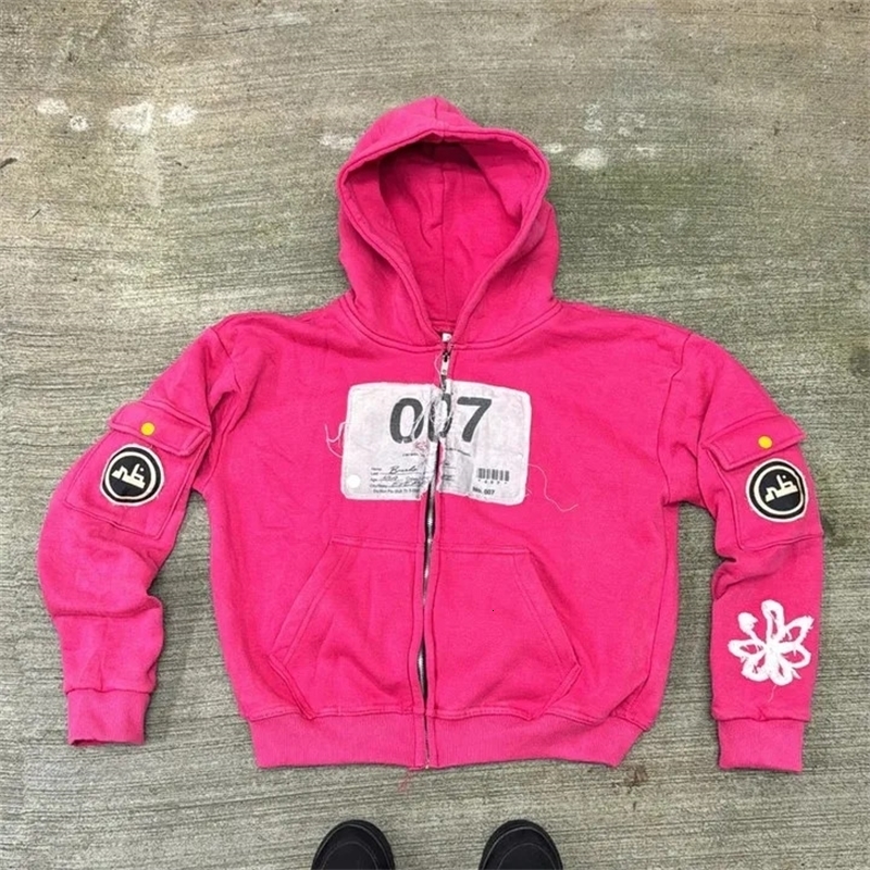 Y2K Zip Up Hoodie Harajuku Hip Hop Fashion Patch y Oversized Men Women Loose Casual Jacket Streetwear 250904