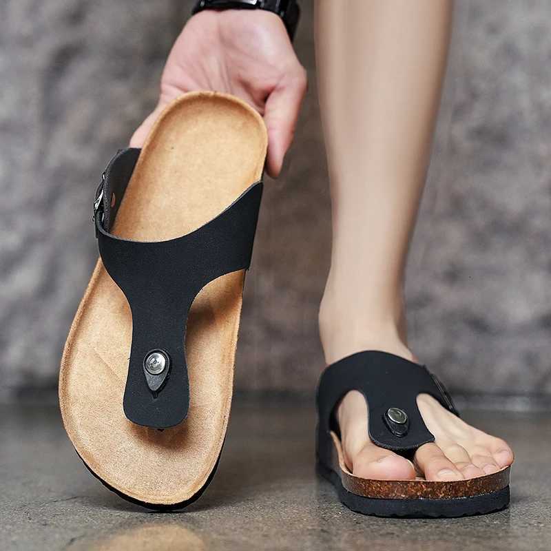 Cork slippers Mens casual comfort sandals summer Flip flop outdoor anti slip beach shoes fashion youth breathable tide slippers W250905