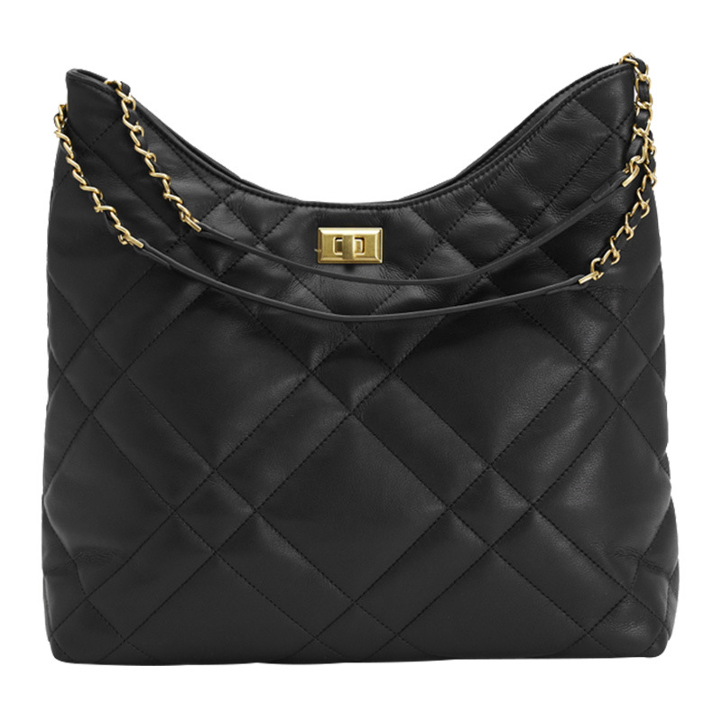 2025 New Style Women's Versatile Soft Leather Classic Retro Dia Grid Horn Tote Single Shoulder Bucket Bag fashion Designer