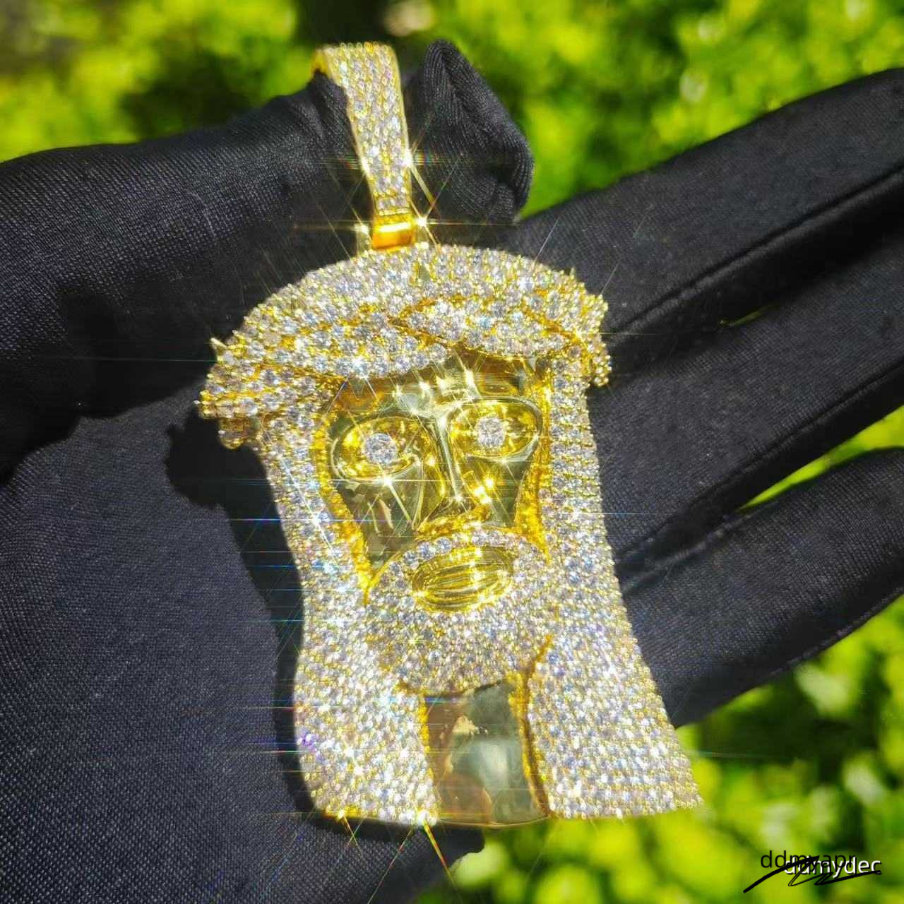 Ready To Ship Iced Out Jesus Head Moissanite Dia ddmydec Sier Hip Hop Pendant For Tennis Cuban Link Chain ddmydec