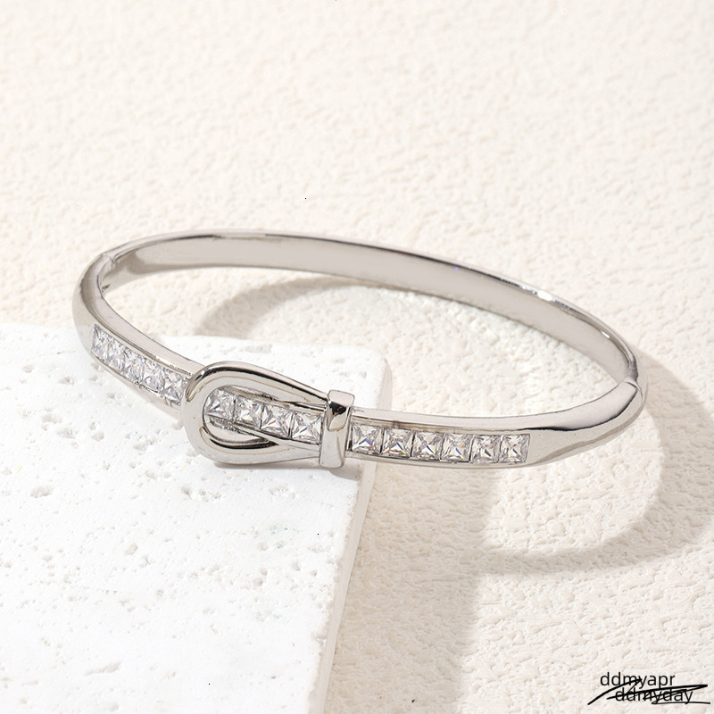 Iny Rhinestone Inlay Bangle Glitter Steel Bracelet Classic Women's Open Bracelet250711 ddmyday