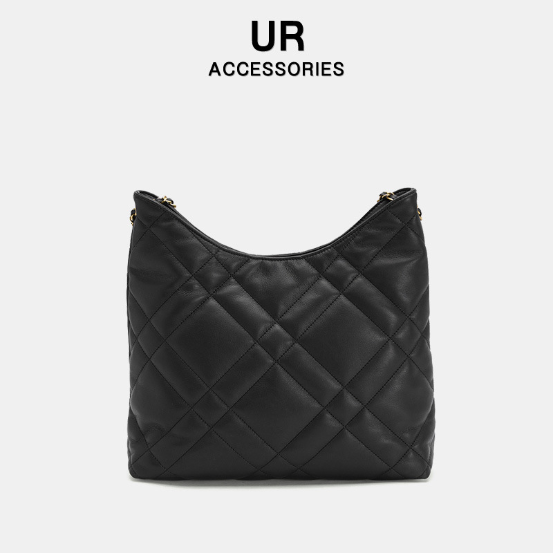 2025 New Style Women's Versatile Soft Leather Classic Retro Dia Grid Horn Tote Single Shoulder Bucket Bag fashion Designer