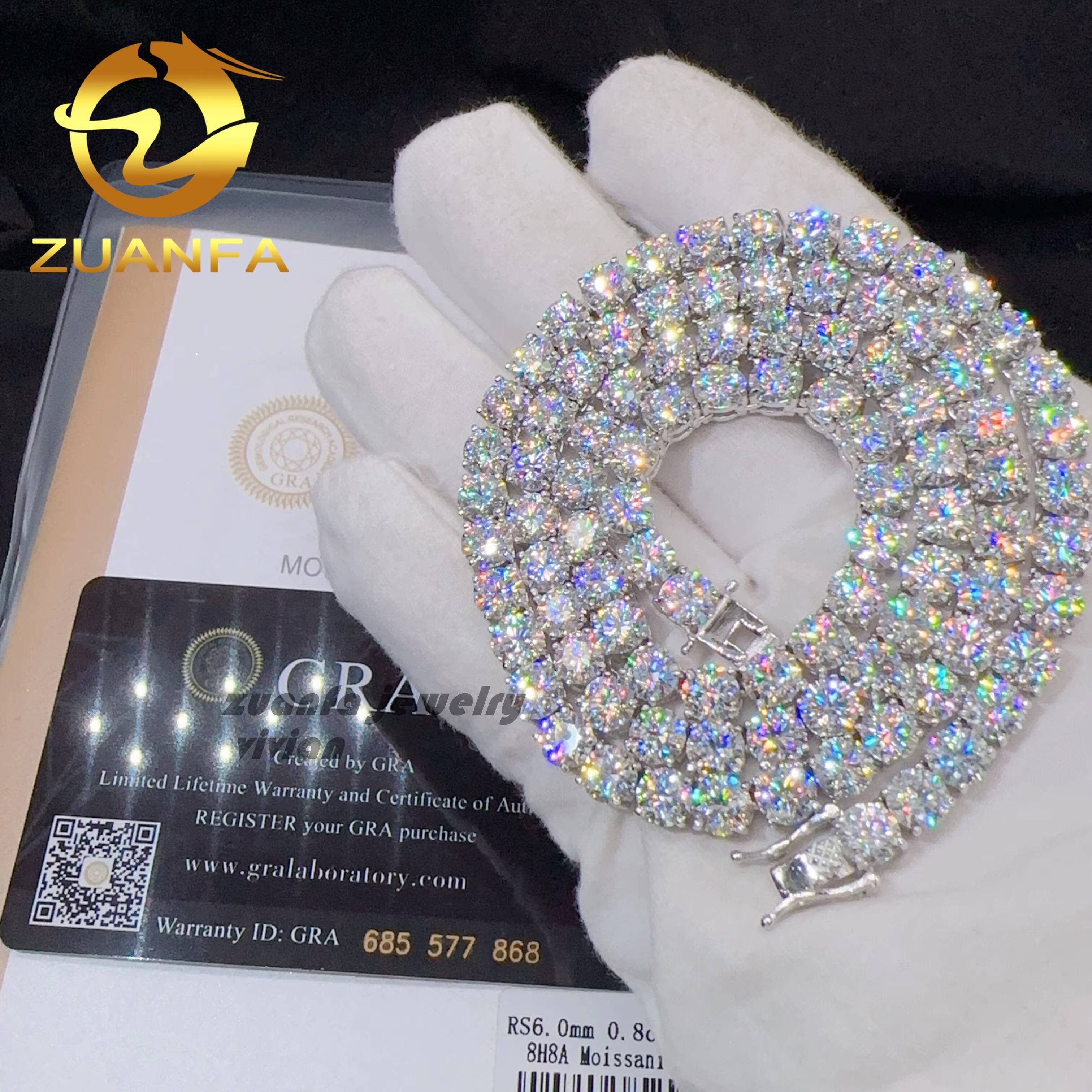 Pass Diamond Tester 18k Gold Plated 925 Silver Tennis Necklace Vvs Moissanite Tennis Chain