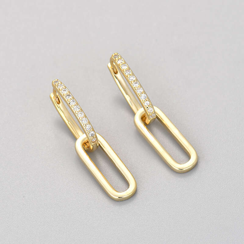 DH collections: Korean - inspired Minimalist and Unique Micro - set Zircon - inlaid Elliptical Ear Clips for Women