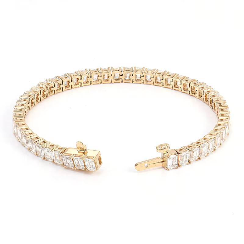 Custom VS D Colour Synthetic Diamond Tennis Bracelet Single Row 10K Yellow Gold Tennis Bracelet Unisex