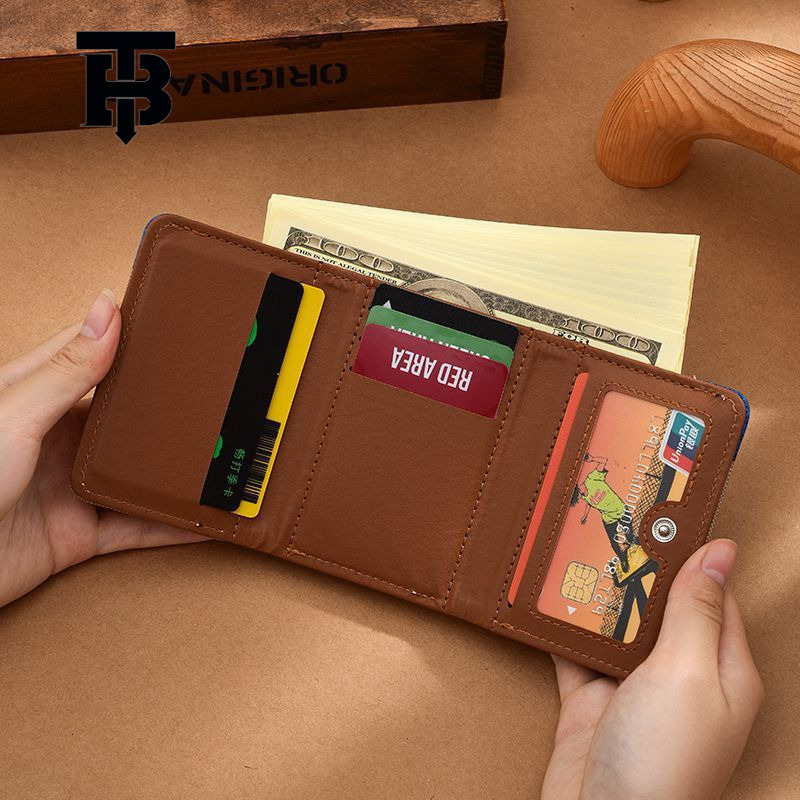 TB BHULAMTE Designer Bag Super Mario Wallet Men Canvas Vertical Fashion Luxury Bag Trend Student Youth Game Cartoon Anime Peripheral Card Holder