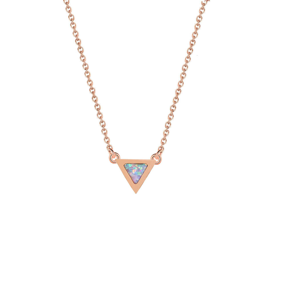 DHpet 2025 Spring: Unisex Stainless - steel Opal - inspired Necklaces with Triangular Pendant