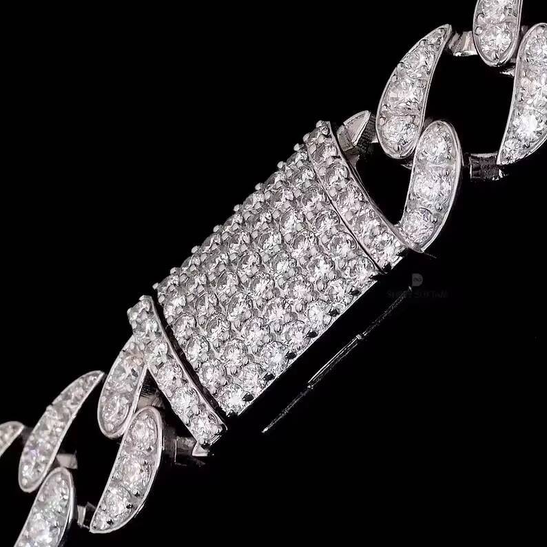 VOAINO Crystal Pave Cuban Chain 9K 14K 18K Gold Tone Hiphop Necklace for Men and Women Party Luxury Gift