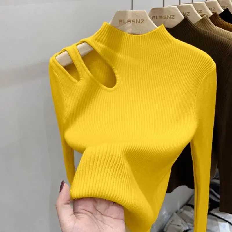 Turtleneck Knitted Women Sweater Ribbed Pullovers Autumn Winter Basic Women Sweaters Fit Soft Warm Tops Z250905