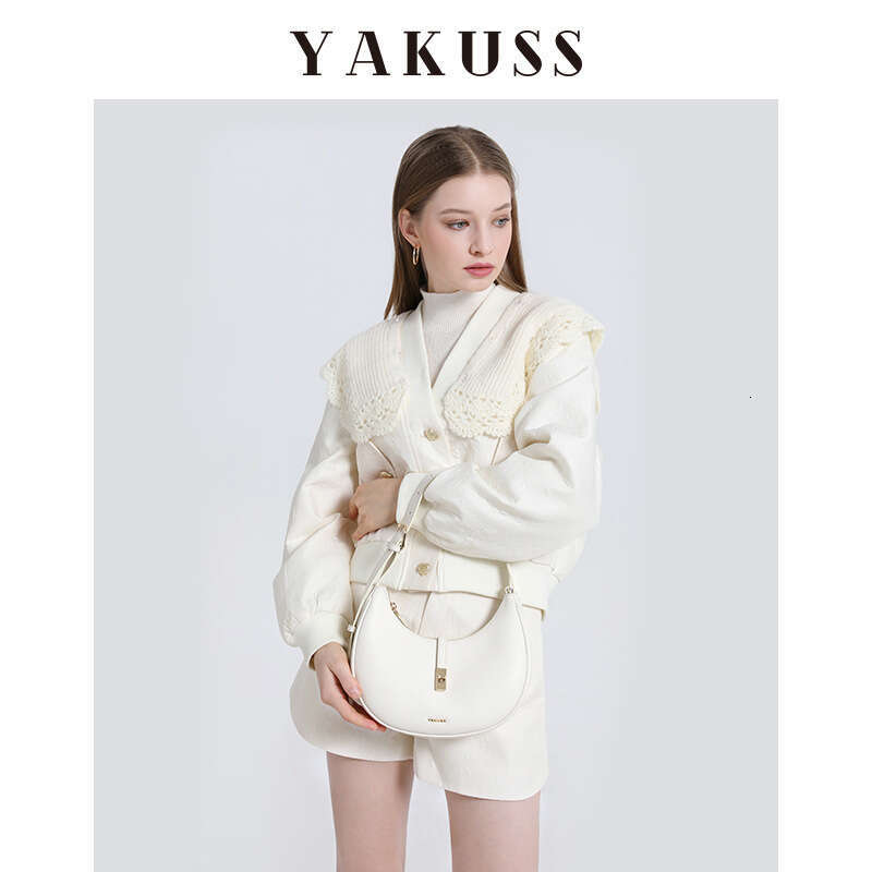 YAKUSS Underarm Women's Shoulder Crescent High-end Niche Handbag Genuine Leather Versatile Casual Crossbody Bag for Women