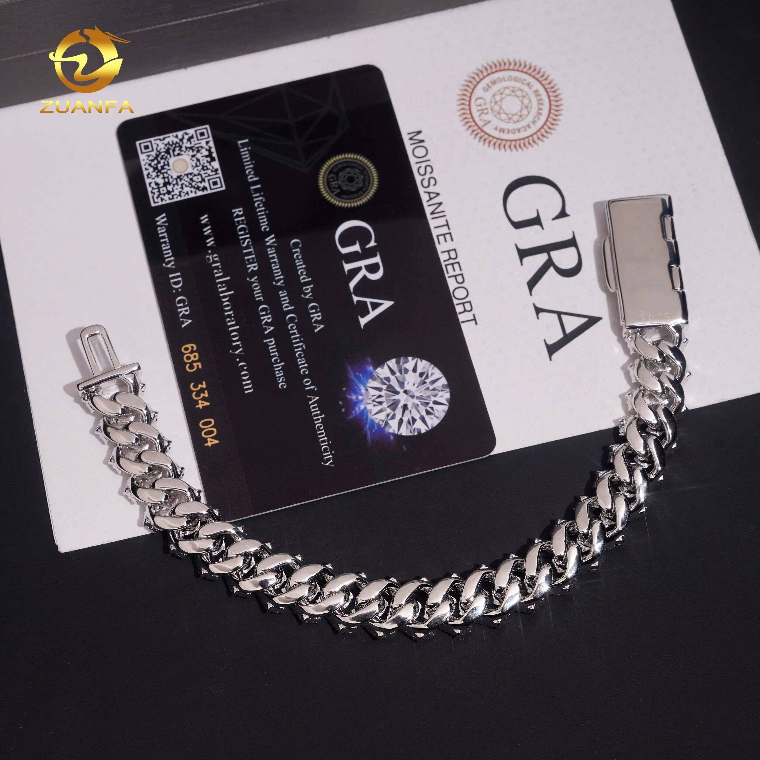 12mm Gold Plated Bracelet Moissanite Hip Hop Jewelry Necklace 925 Silver VVS Moissanite Iced Out Diamond Cuban Link Chain