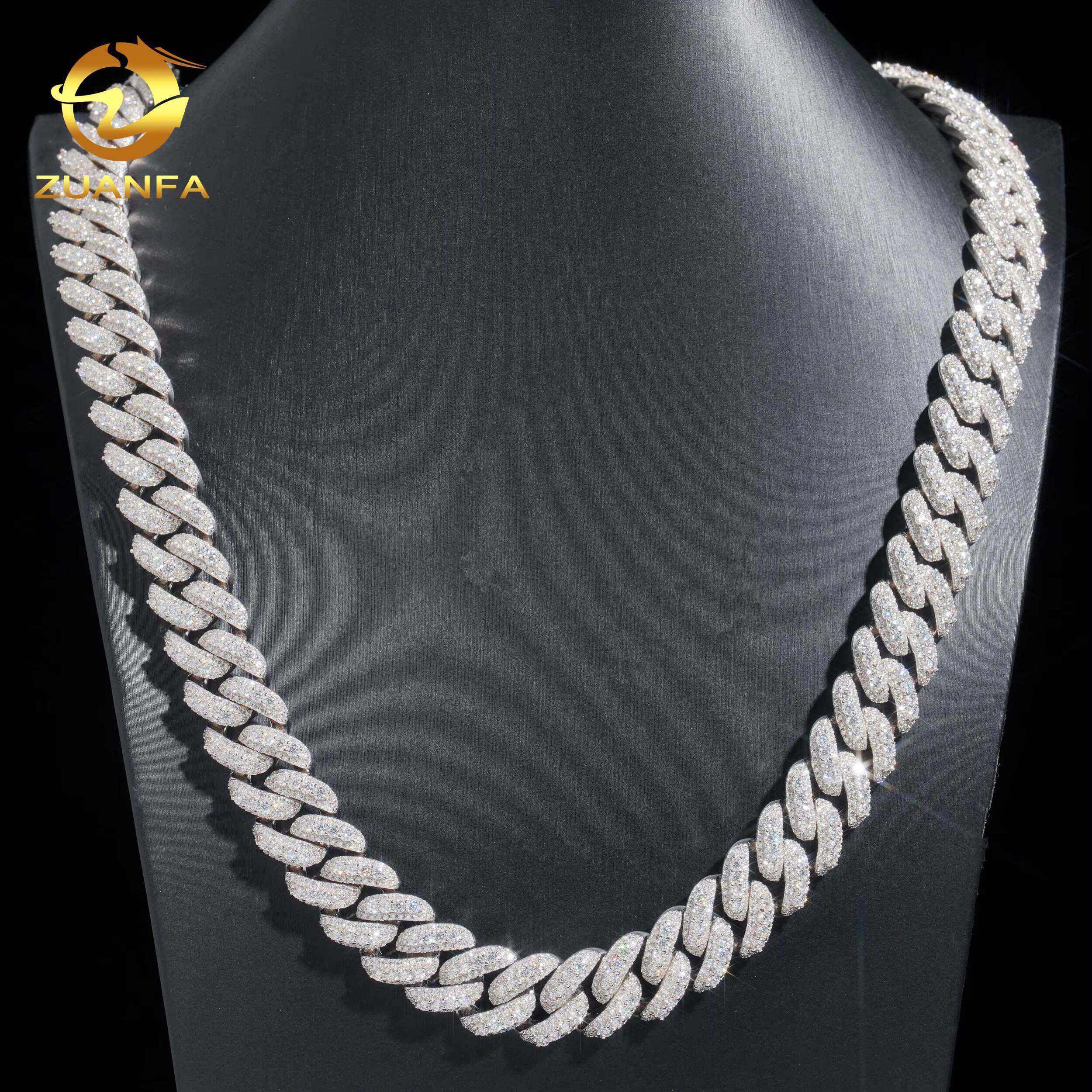 VVS Diamonds Custom Necklace Hip Hop Jewelry 925 Sterling Silver 12mm 16mm Iced Out Moissanite Cuban Link Chain