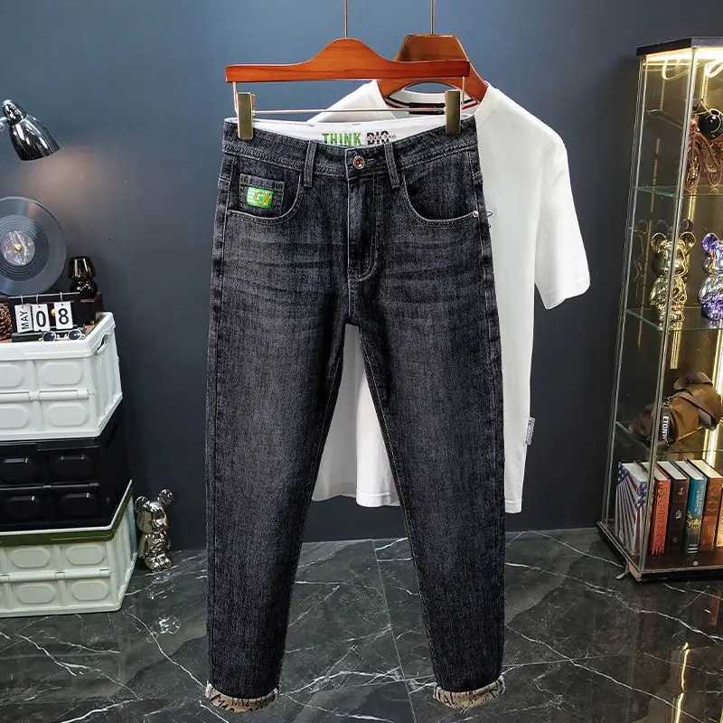 Mens light luxury stretch slim jeans personalized design all quality cotton breathable comfortable standard version high pants W250905