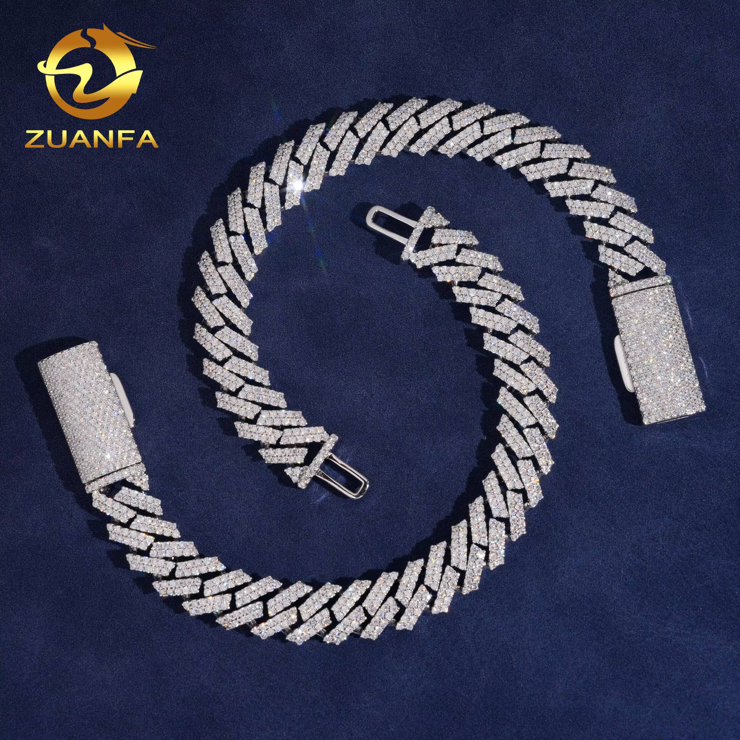 USA Local Fast Shipping 12MM Custom Hip Hop Jewelry Iced Out Diamond 925 Silver VVS Moissanite Cuban Link Chain Bracelet