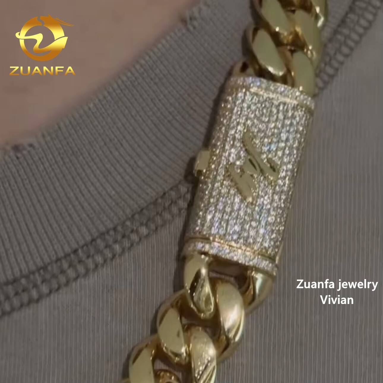 16MM Moissanite Necklace VVS Moissanite Diamond Sterling Silver 925 VVS Moissanite Hip Hop Cuban Chain Cuban Link Necklace