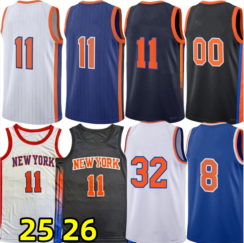 25 26 New Yorks Knick Basketball Jerseys Jalen Brunson Anthony Towns Mikall Bridges Josh Hart OG Anunoby Miles McBride Guerschon Yabusele Clarkson City Jersey